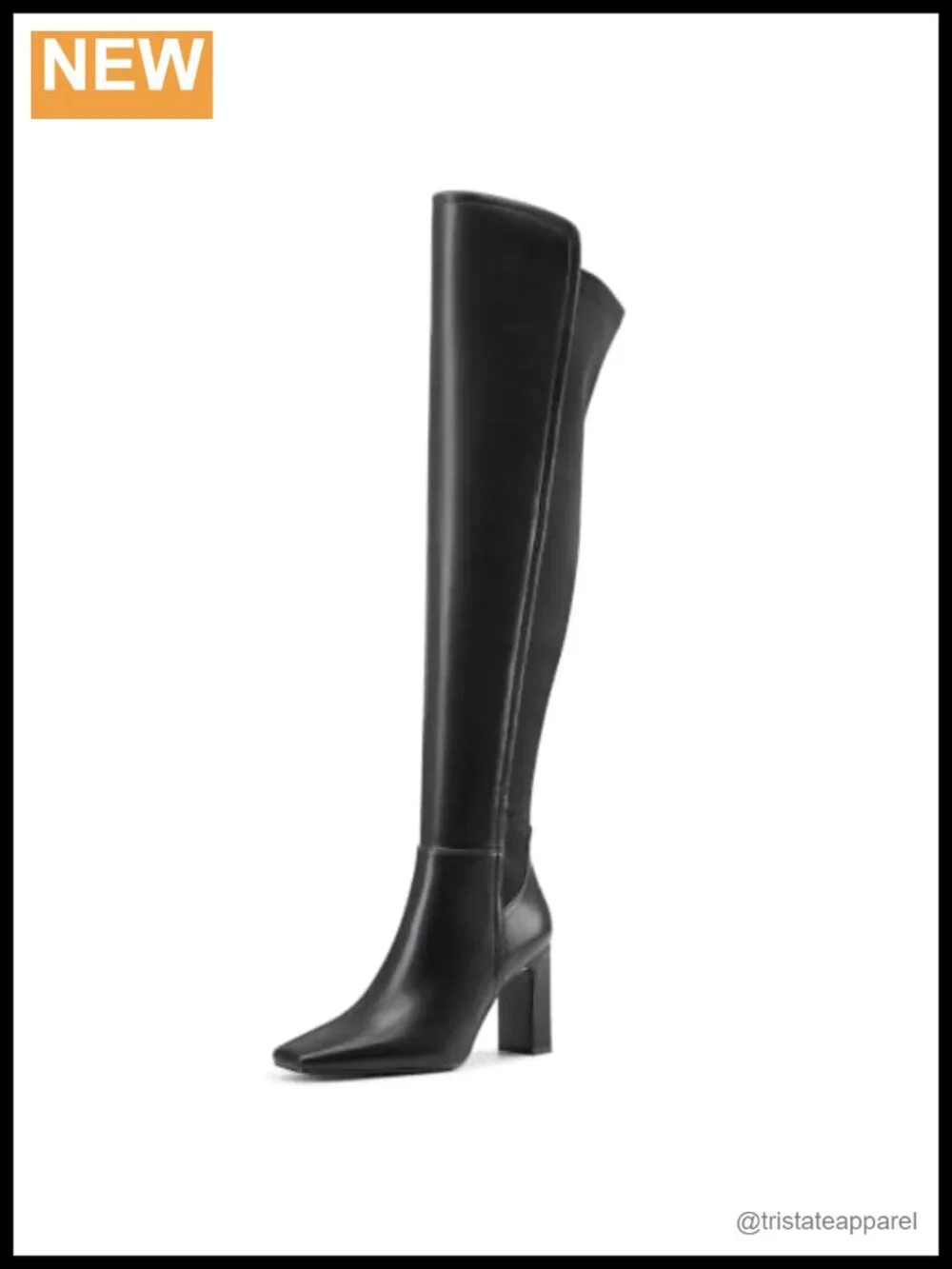 Square Toe Chunky Heel Over the Knee Boots Faux Leather